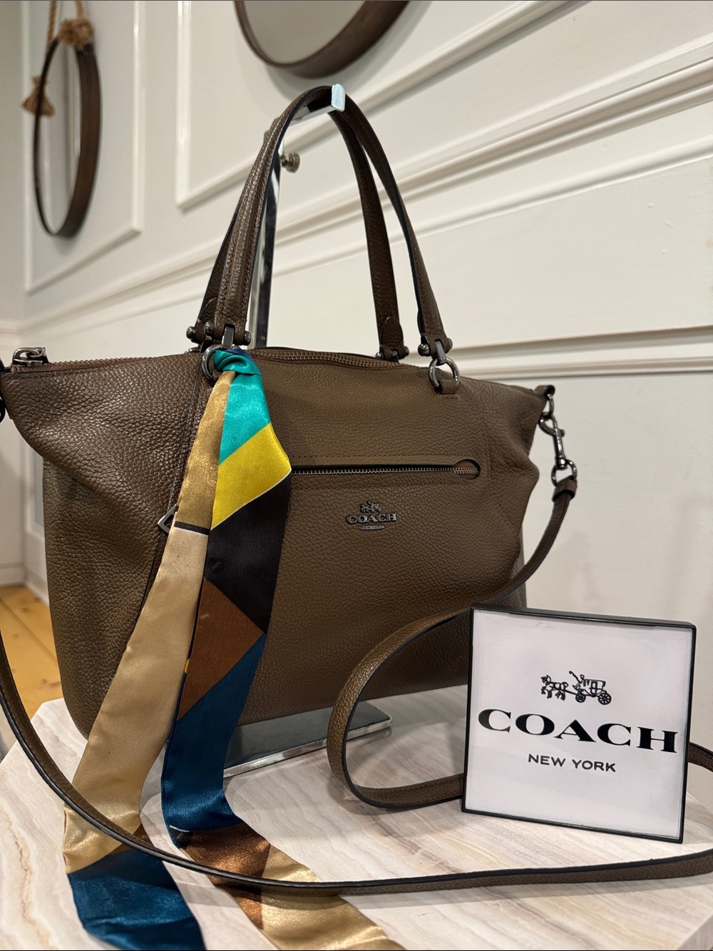 Coach Bag Prairie Brown Pebbled Leather Satchel